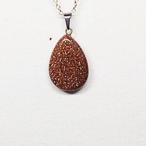 Sparkling Sunstone Teardrop Pendant Necklace